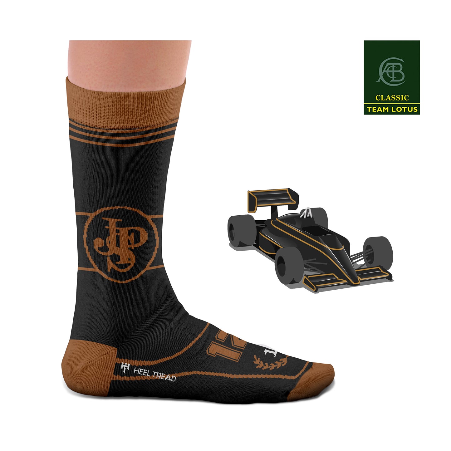 Hochwertige Motorsportsocken Lotus 97T JPS Heel Tread