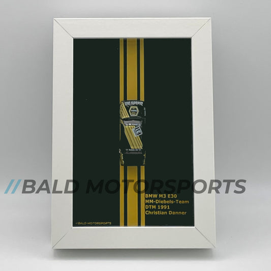 3D-Bilderrahmen mit Modellauto 1:87 BMW M3 E30 MM-Diebels Team DTM 1991 Christian Danner