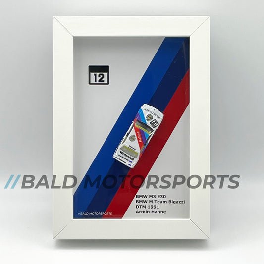 3D-Bilderrahmen mit Modellauto 1:87 BMW M3 E30 BMW M Team Bigazzi DTM 1991 Armin Hahne