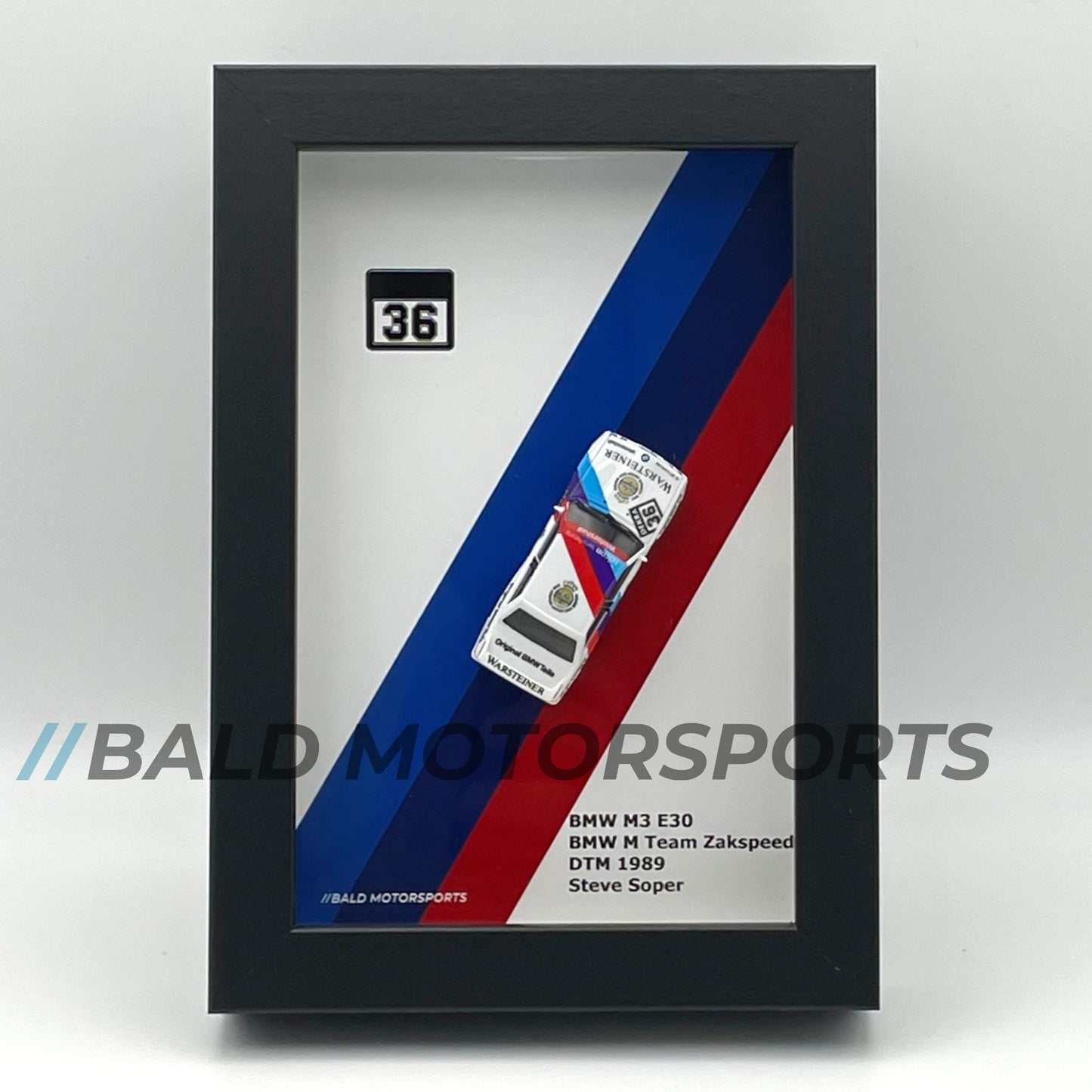 3D photo frame with model car 1:87 BMW M3 E30 BMW M Team Zakspeed DTM 1989 Steve Soper