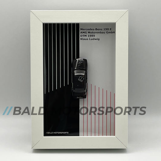 3D-Bilderrahmen mit Modellauto 1:87 Mercedes-Benz 190E AMG Motorenbau GmbH DTM 1989 Klaus Ludwig