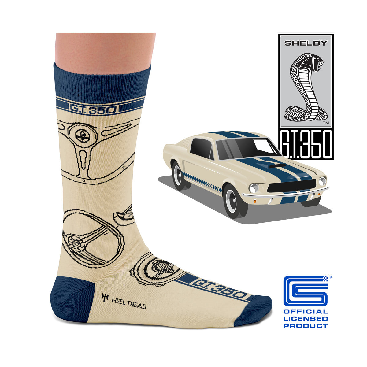 Hochwertige Motorsportsocken Shelby Mustang GT350 Heel Tread