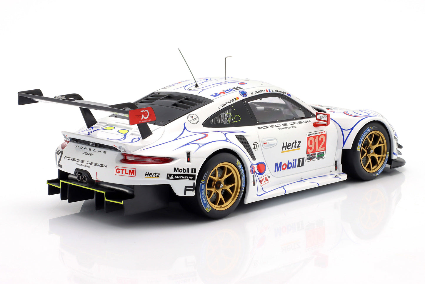 Porsche 911 (991) RSR Porsche GT Team Bamber, Vanthoor, Jaminet Petit LeMans 2018 1:18 Ixo