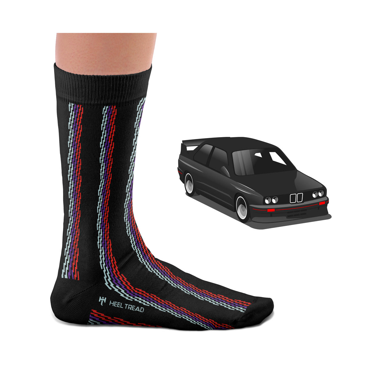 Hochwertige Motorsportsocken BMW M3 E30 M-Tech Muster Heel Tread