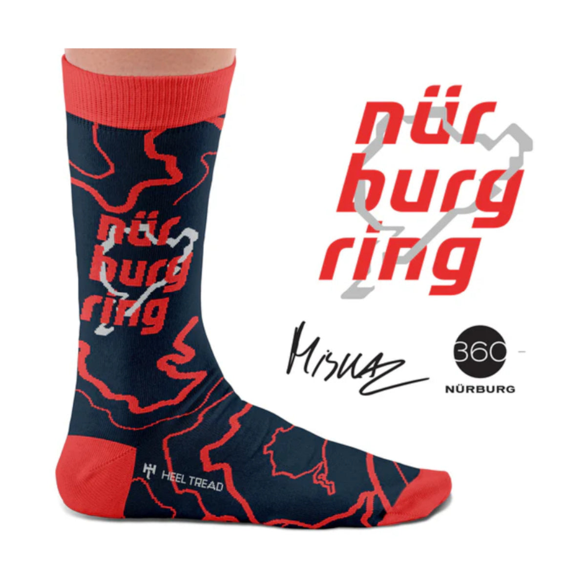 Hochwertige Motorsportsocken Nürburgring Logo Heel Tread