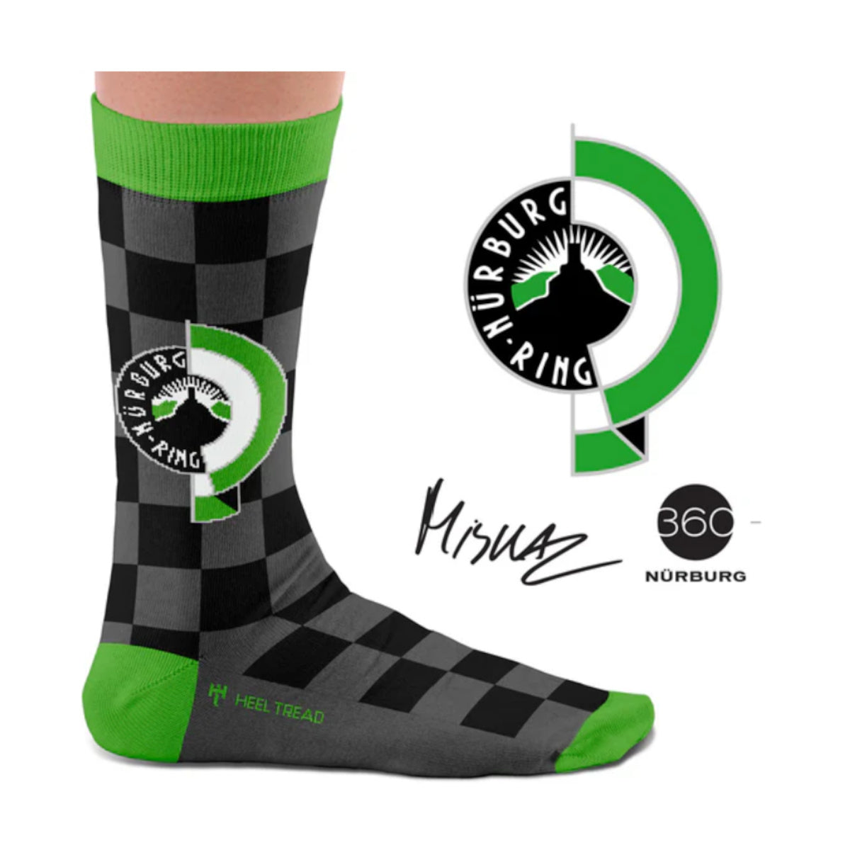 Hochwertige Motorsportsocken Nürburgring Classic Logo Heel Tread
