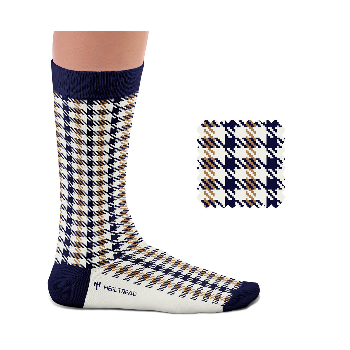 Hochwertige Motorsportsocken Pepita schwarz-beige Heel Tread