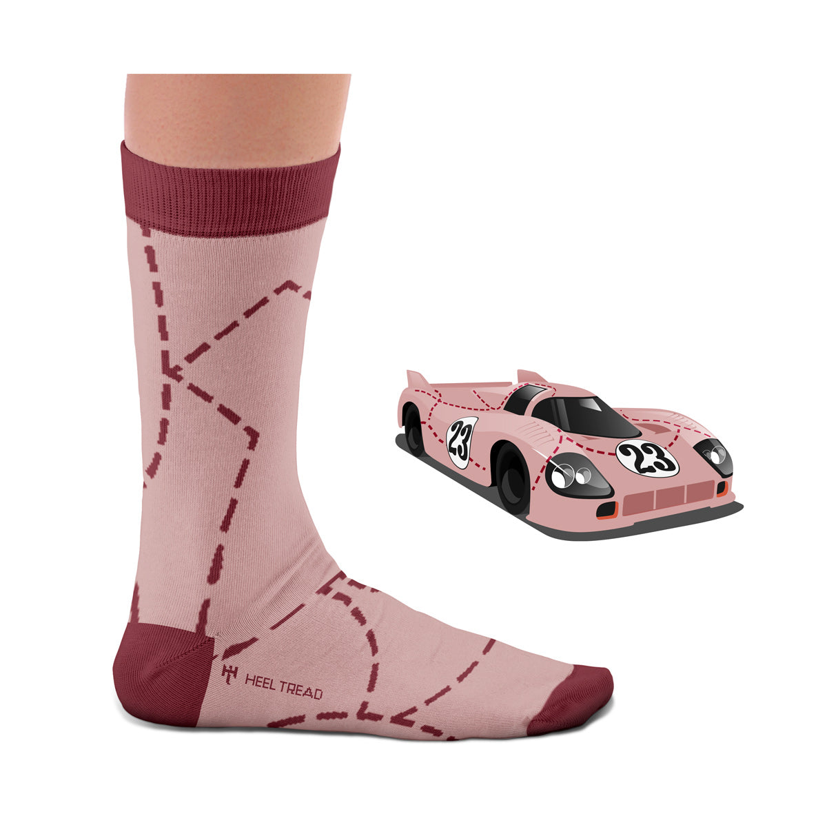 Hochwertige Motorsportsocken Pink Pig Heel Tread