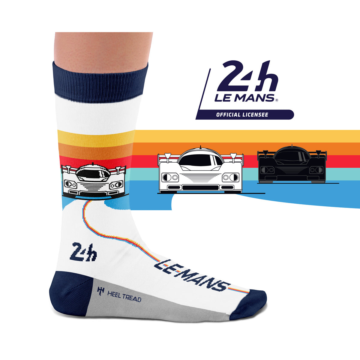 Hochwertige Motorsportsocken Le Mans Retro Racer Heel Tread
