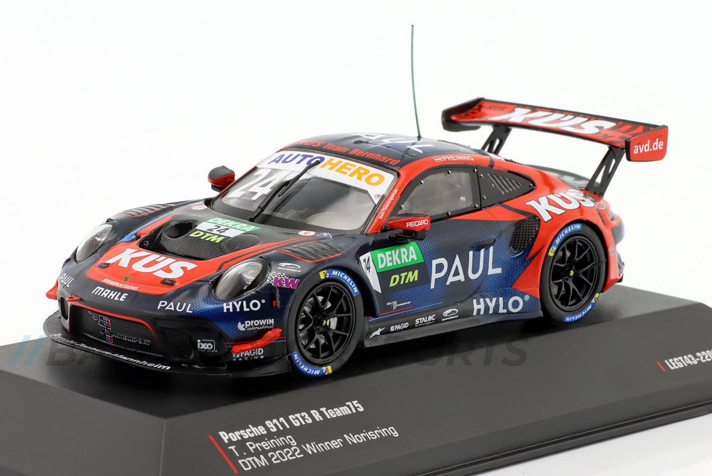 Porsche 911 GT3 R KÜS Team75 Bernhard erster Porsche DTM Sieg 2022 1:43 Ixo