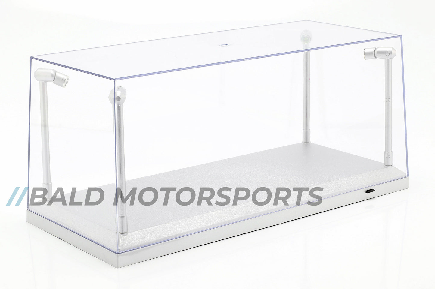 Acryl-Vitrine (silber) beleuchtet für Modellautos im Maßstab 1:18