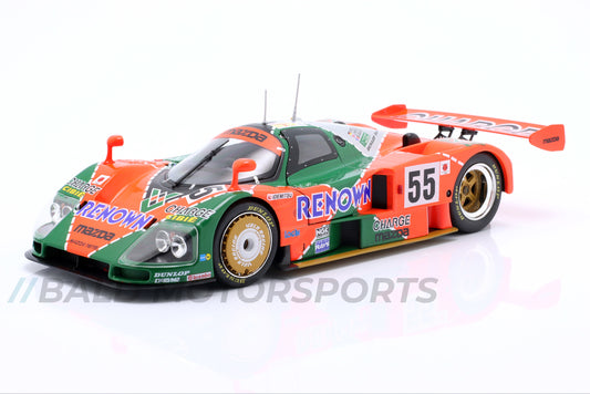 Produkt-Bundle bestehend aus Mazda 787B Sieger Le Mans 1991 im Maßstab 1:18 und den passenden Motorsportsocken