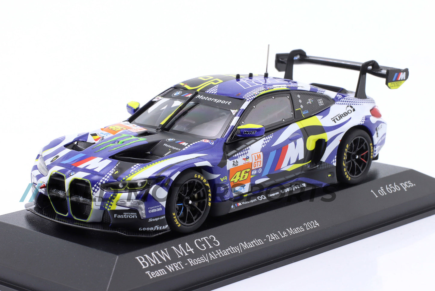 BMW M4 GT3 Team WRT Rossi, Martin, Al Harthy 24h Le Mans 2024 Minichamps 1:43