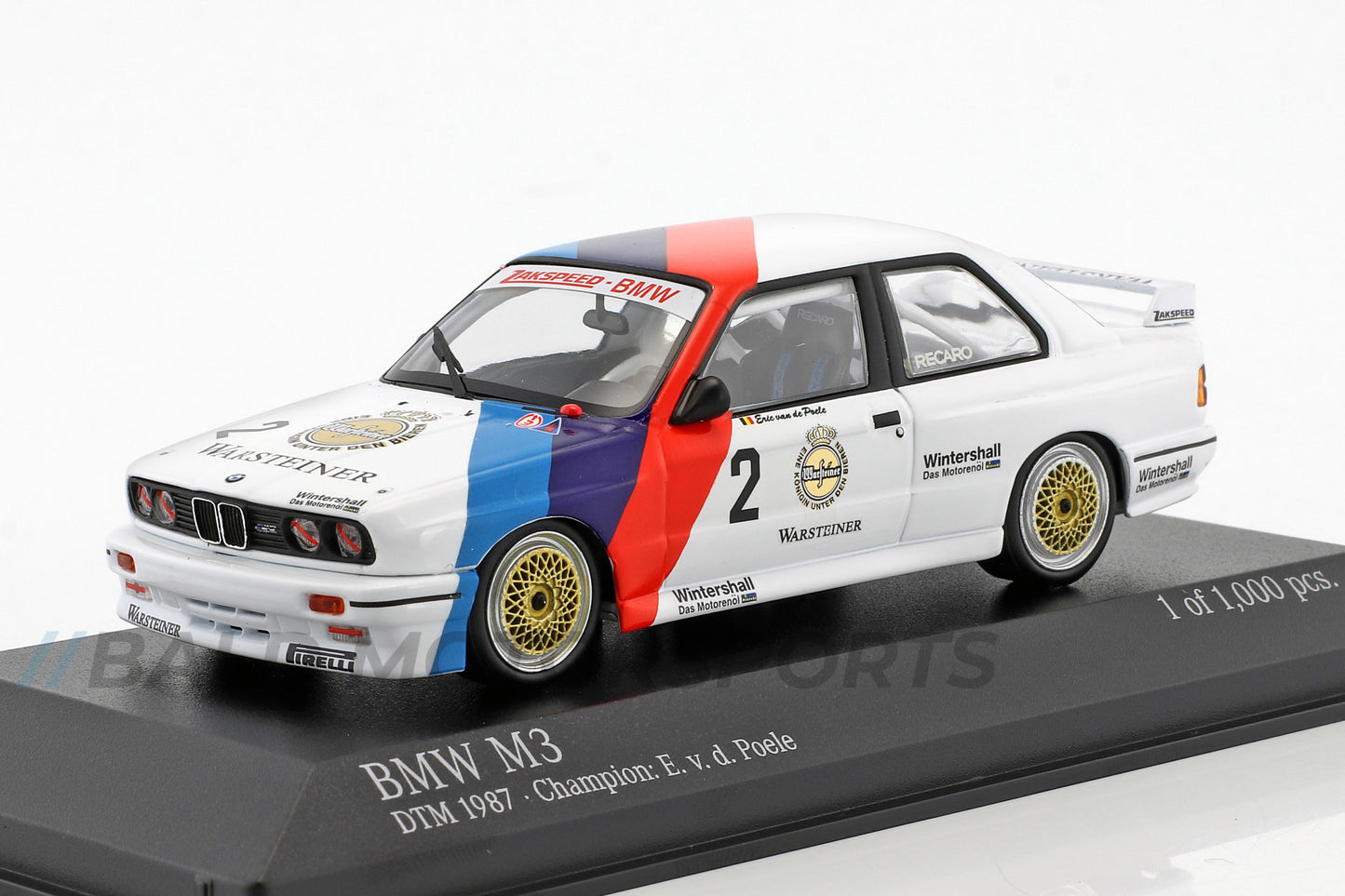 BMW M3 E30 Zakspeed BMW Team Eric van de Poele winner DTM 1987 1:43 Minichamps