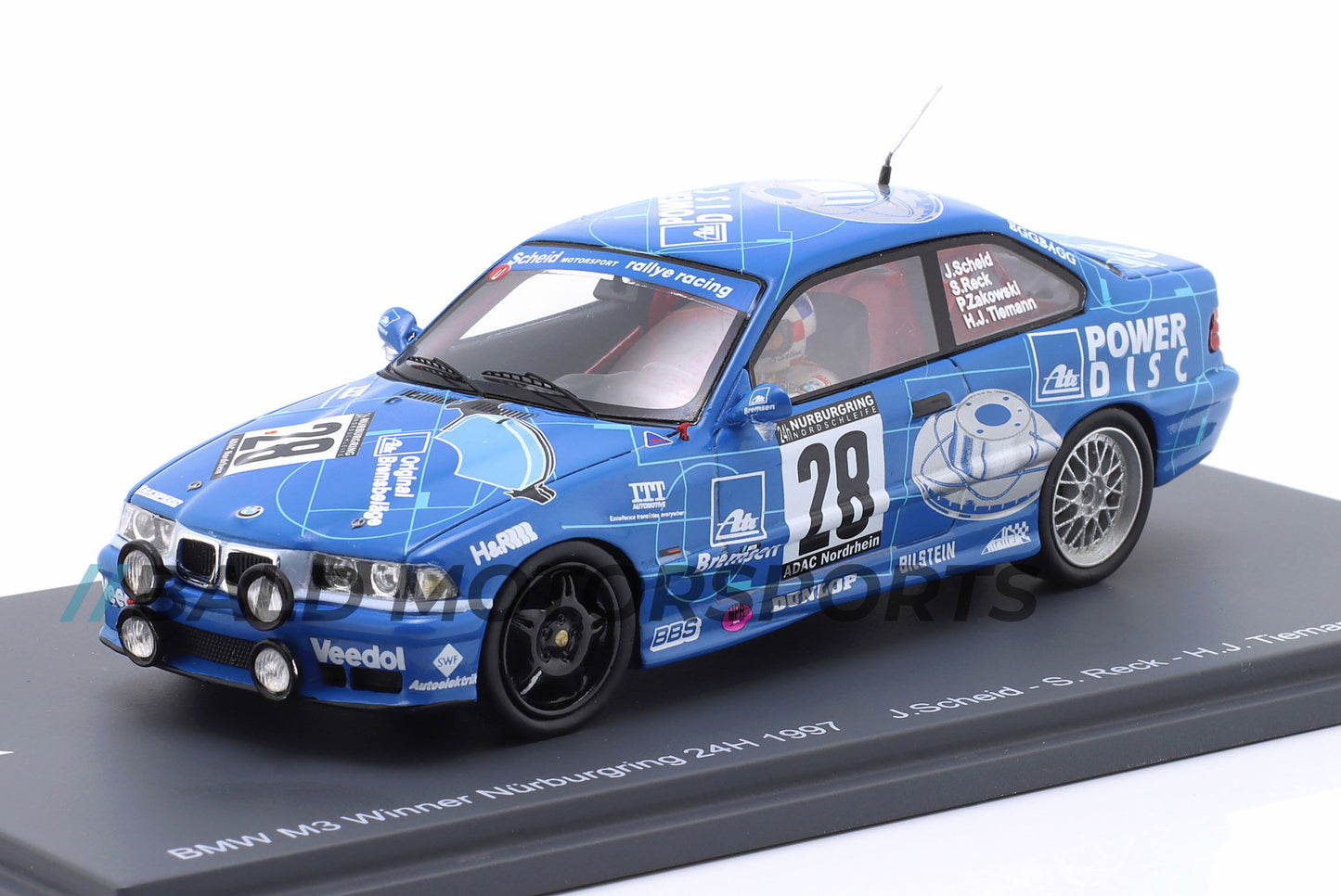 BMW M3 E36 Sieger 24h Nürburgring 1997 Scheid, Reck, Tiemann, Zakowski 1:43 Spark