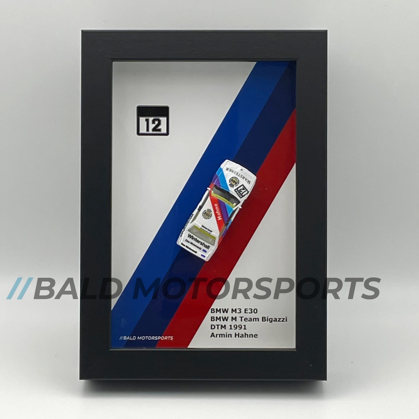 3D photo frame with model car 1:87 BMW M3 E30 BMW M Team Bigazzi DTM 1991 Armin Hahne