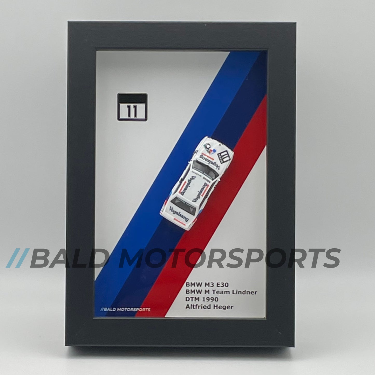 3D photo frame with model car 1:87 BMW M3 E30 BMW M Team Lindner DTM 1990 Altfried Heger