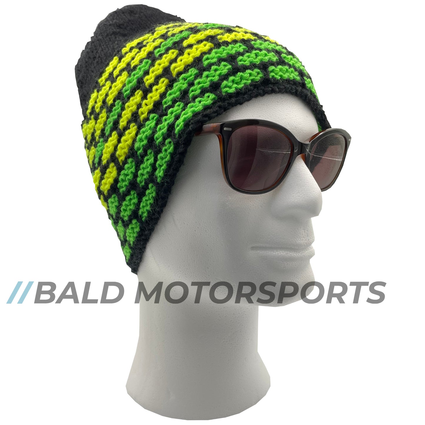 Bald Motorsports handgestrickte Mütze "green & yellow" aus unserer Serie "Iconic Liveries"
