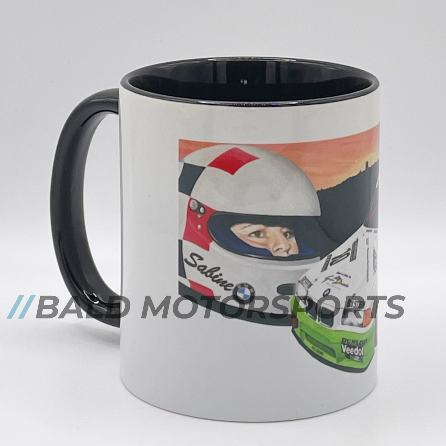 Bald Motorsports high-quality ceramic mug motif "Sabine with Eifel lightning"