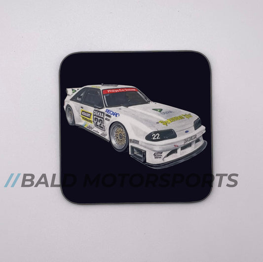 Bald Motorsports Untersetzer aus Hartfaser Motiv "Mustang DTM 90er"