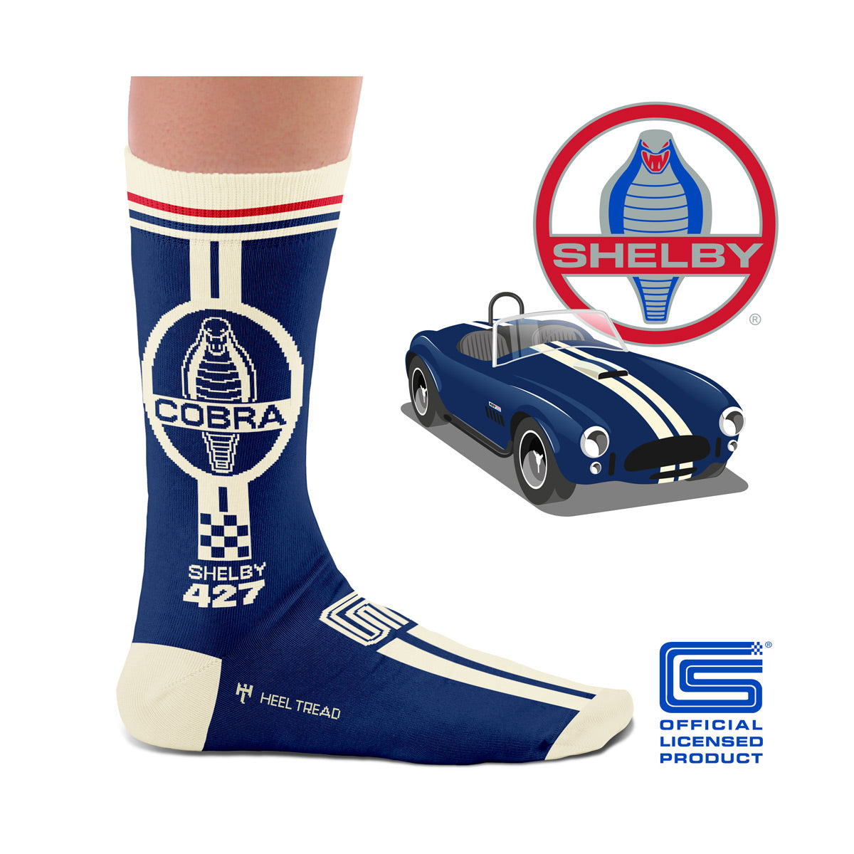 Hochwertige Motorsportsocken Shelby Cobra 427 Heel Tread