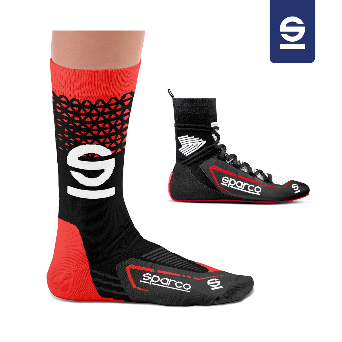 Hochwertige Motorsportsocken Sparco Iconic X-Light Heel Tread