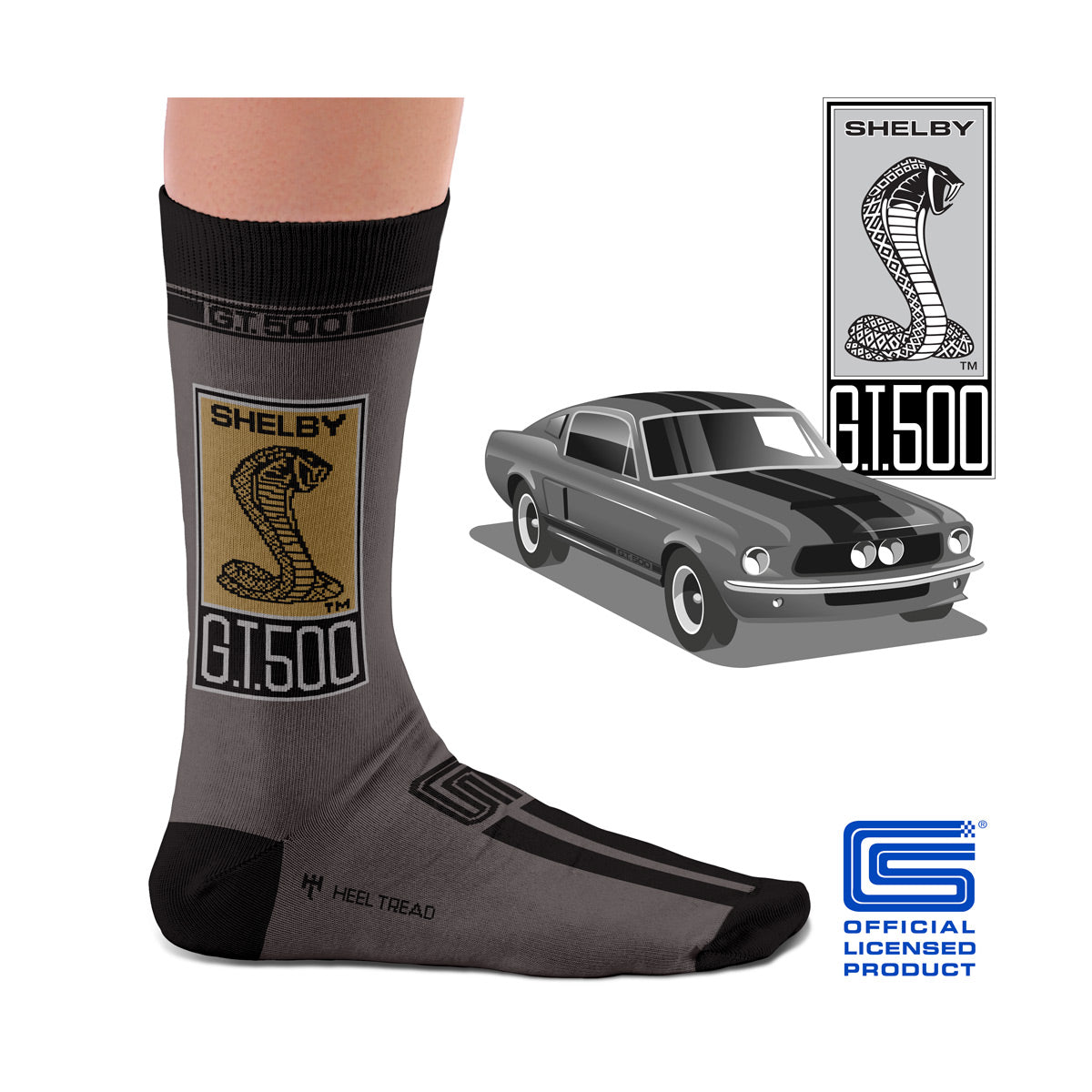Hochwertige Motorsportsocken Shelby Mustang GT500 Heel Tread
