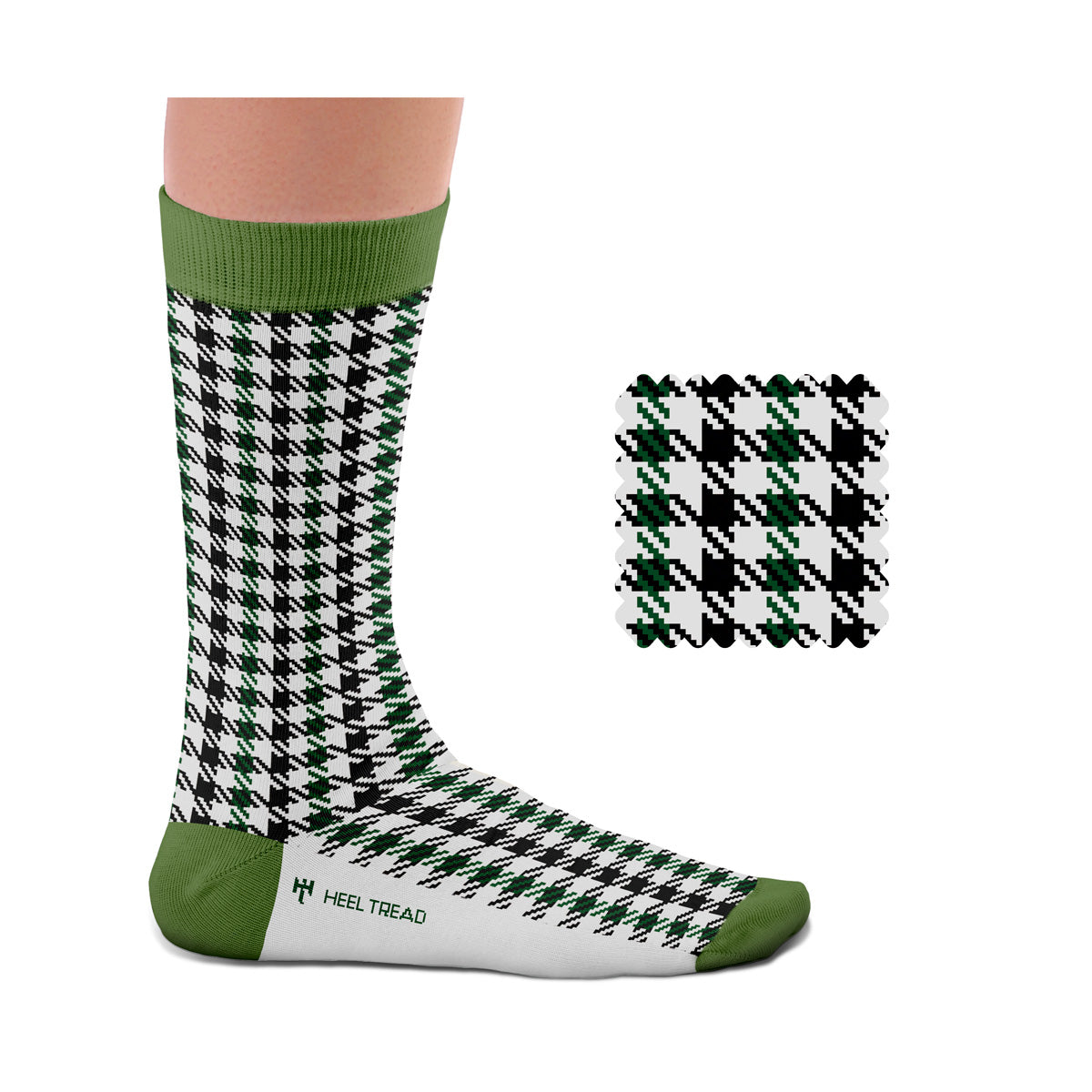 Hochwertige Motorsportsocken Pepita schwarz-grün Heel Tread