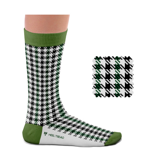 Hochwertige Motorsportsocken Pepita schwarz-grün Heel Tread