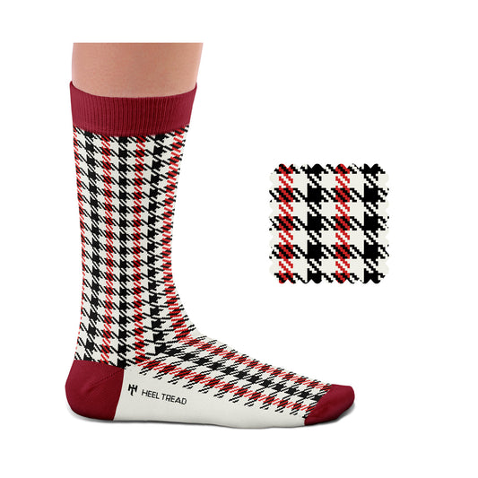 Hochwertige Motorsportsocken Pepita schwarz-rot Heel Tread