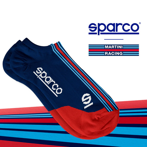 Hochwertige Motorsportsocken Sneakersocken Sparco Martini Blau Heel Tread