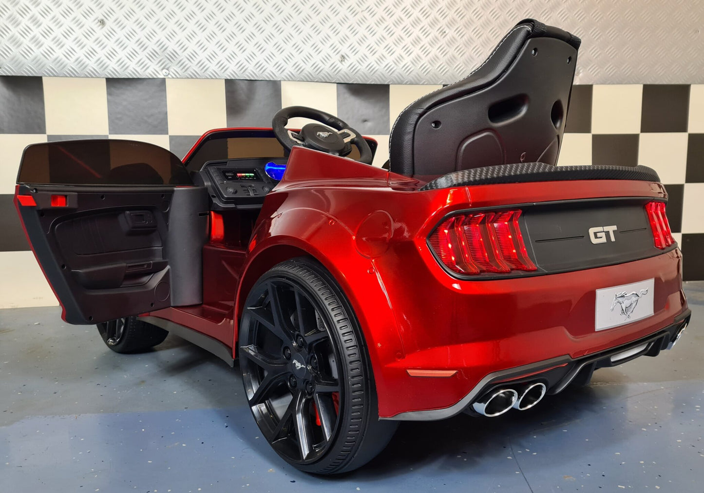 Ford Mustang Drift Kinderauto 24 Volt Rot Metallic mit Fernbedienung