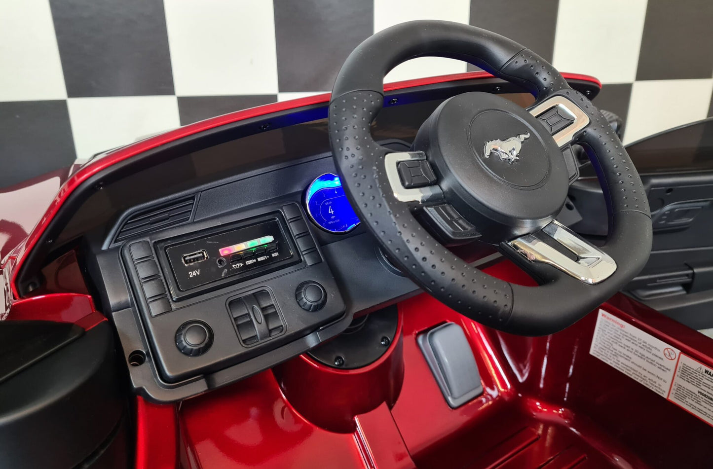 Ford Mustang Drift Kinderauto 24 Volt Rot Metallic mit Fernbedienung
