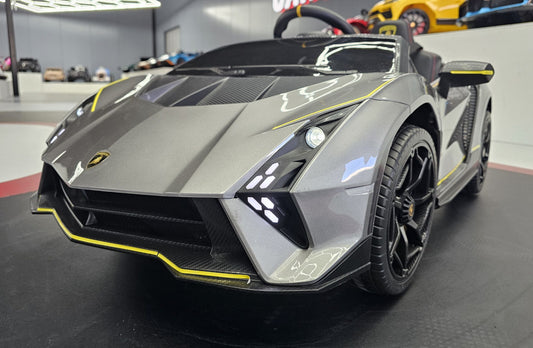 Lamborghini Auténtica Kinderauto 12 Volt Grau Metallic mit Fernbedienung