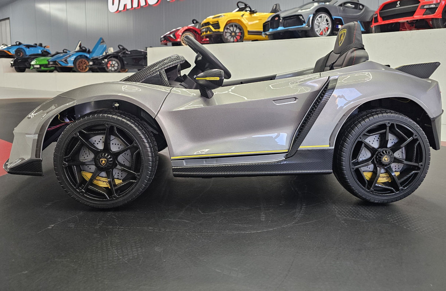 Lamborghini Auténtica Kinderauto 12 Volt Grau Metallic mit Fernbedienung