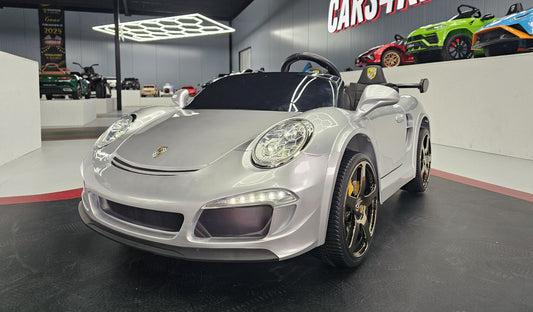 Porsche RUF Kinderauto 24 Volt Silber Metallic für 2 Kinder