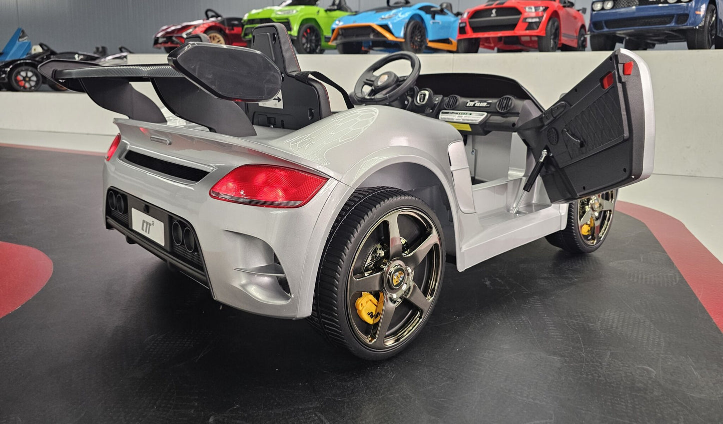 Porsche RUF Kinderauto 24 Volt Silber Metallic für 2 Kinder