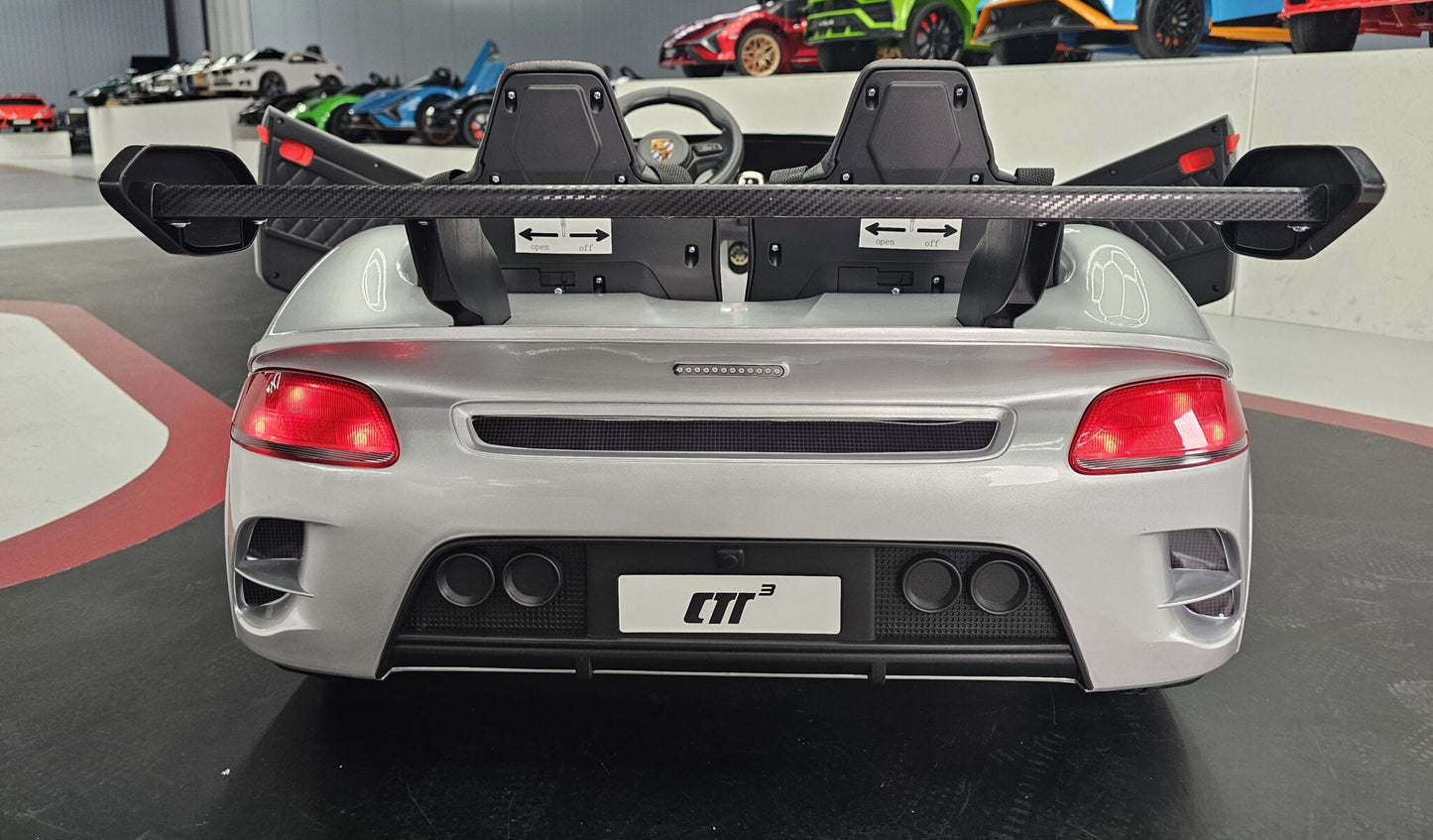 Porsche RUF Kinderauto 24 Volt Silber Metallic für 2 Kinder