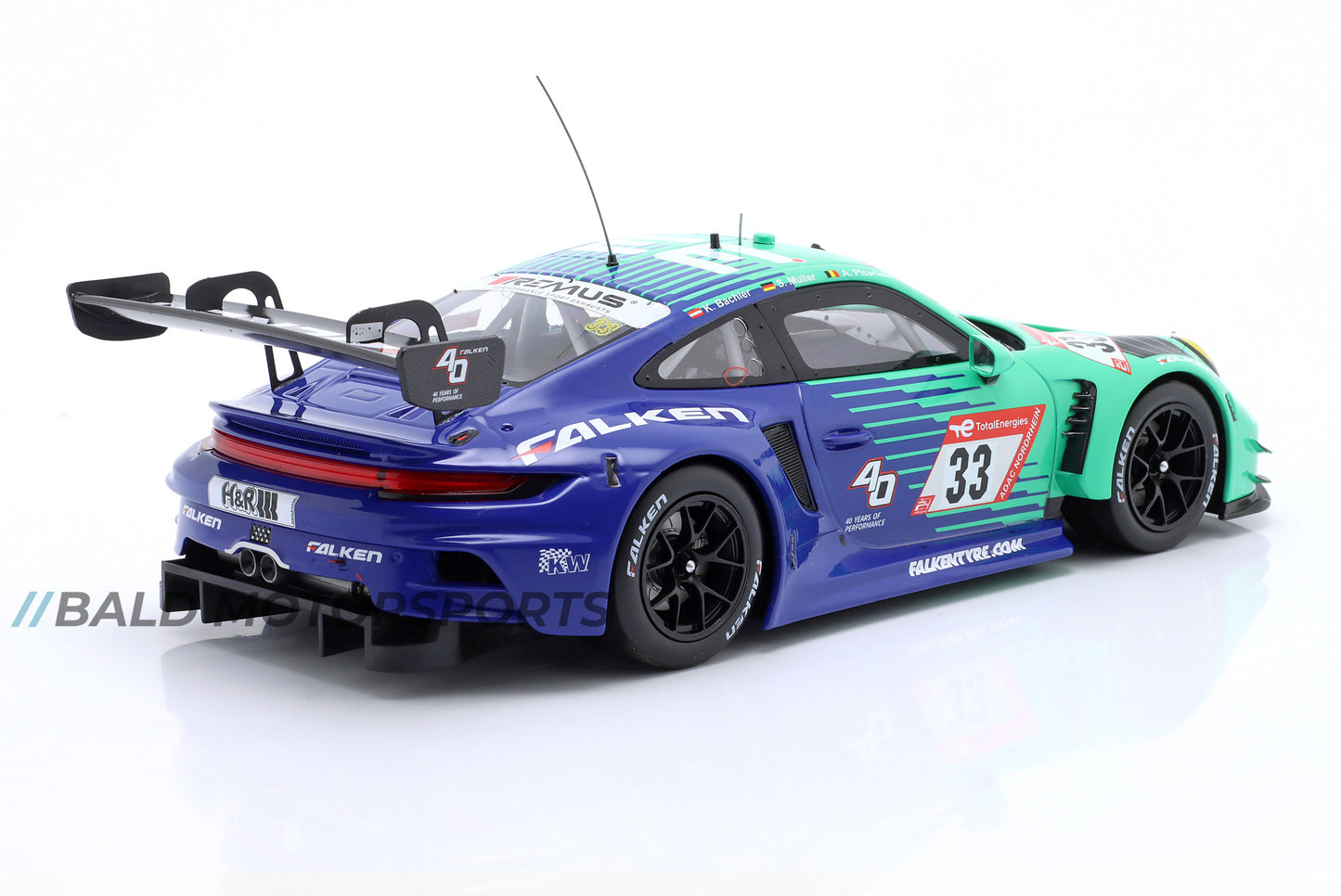 Porsche 911 GT3 R Falken Motorsports Bachler, Müller, Picariello 24h Nürburgring 2023 Ixo 1:18